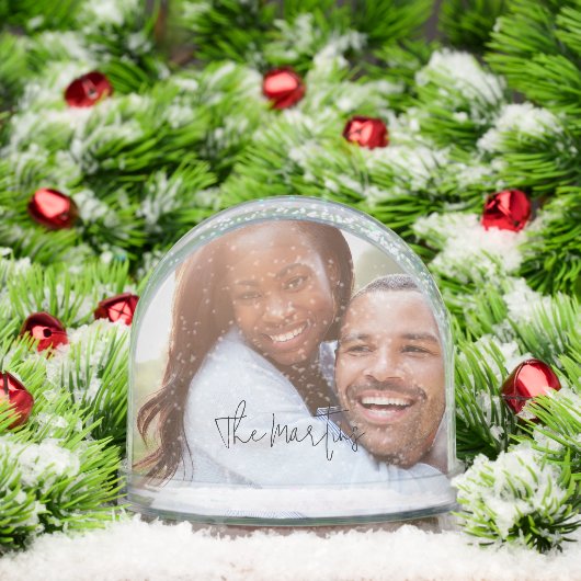 Black Modern Script Couple's Photo (クリスマス)