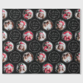 Black Modern Script Merry Christmas Family 6 photo ラッピングペーパー (フラット)