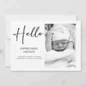 Black Modern Simple Script Baby Announcement 招待状 (正面)