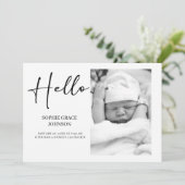 Black Modern Simple Script Baby Announcement 招待状 (スタンド正面)
