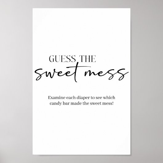 Black Modern Simple Script Baby Guess Sweet Mess ポスター (正面)