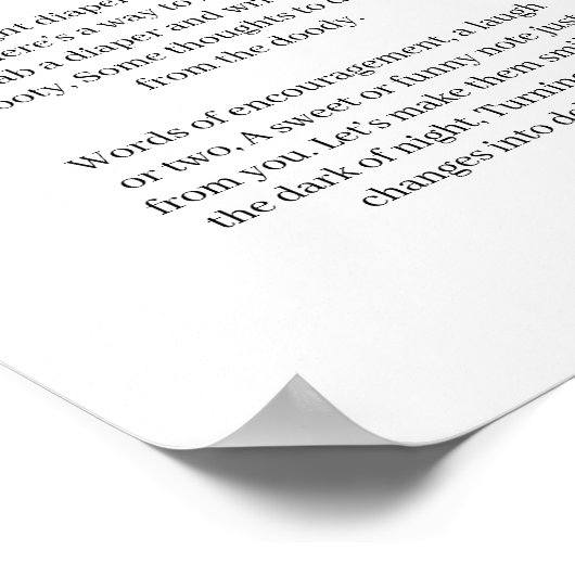 Black Modern Simple Script Baby Late Night Diaper ポスター (角)