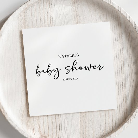 Black Modern Simple Script Baby Shower スタンダードカクテルナプキン