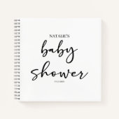 Black Modern Simple Script Baby Shower ノートブック (正面)