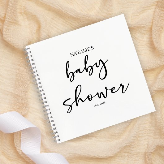 Black Modern Simple Script Baby Shower ノートブック
