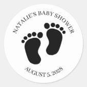 Black Modern Simple Script Baby Shower ラウンドシール (正面)