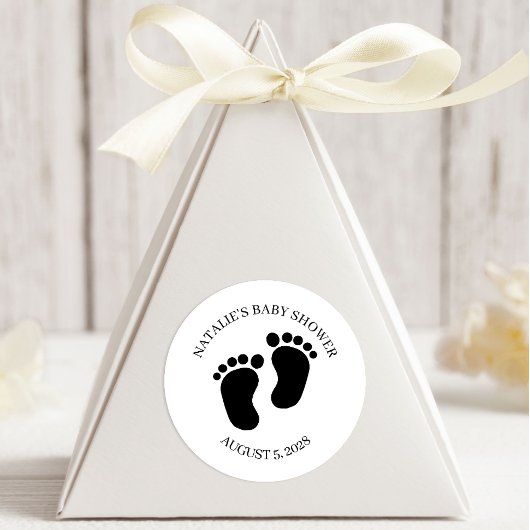 Black Modern Simple Script Baby Shower ラウンドシール