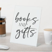 Black Modern Simple Script Baby Shower Books Gifts 台座サイン (インサイチュ)