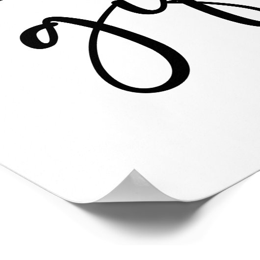 Black Modern Simple Script Baby Shower Cards Gifts ポスター (角)