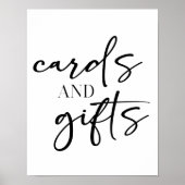 Black Modern Simple Script Baby Shower Cards Gifts ポスター (正面)