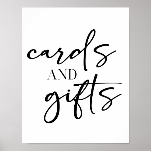 Black Modern Simple Script Baby Shower Cards Gifts ポスター (正面)