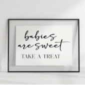 Black Modern Simple Script Baby Shower Favor ポスター