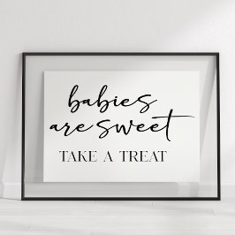 Black Modern Simple Script Baby Shower Favor ポスター