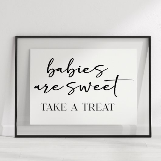 Black Modern Simple Script Baby Shower Favor ポスター