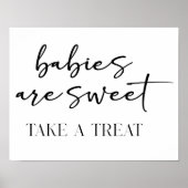 Black Modern Simple Script Baby Shower Favor ポスター (正面)