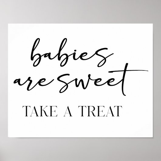 Black Modern Simple Script Baby Shower Favor ポスター (正面)