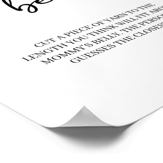 Black Modern Simple Script Baby Shower Game ポスター (角)