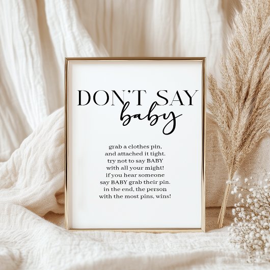 Black Modern Simple Script Baby Shower Game ポスター