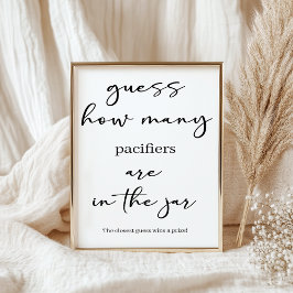 Black Modern Simple Script Baby Shower Guess Game ポスター