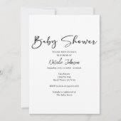 Black Modern Simple Script Baby Shower Invitation 招待状 (正面)