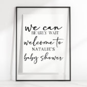 Black Modern Simple Script Baby Shower Sign ポスター