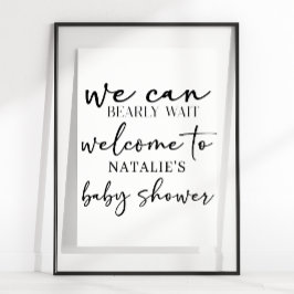 Black Modern Simple Script Baby Shower Sign ポスター