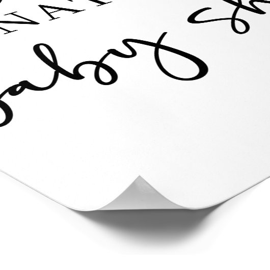 Black Modern Simple Script Baby Shower Sign ポスター (角)