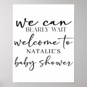 Black Modern Simple Script Baby Shower Sign ポスター (正面)