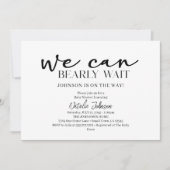 Black Modern Simple Script Bearly Wait Baby Shower 招待状 (正面)