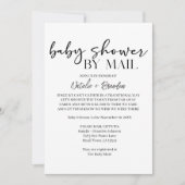 Black Modern Simple Script By Mail Baby Shower 招待状 (正面)