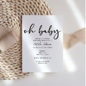 Black Modern Simple Script Oh Baby Shower 招待状