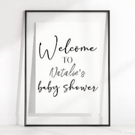 Black Modern Simple Script Shower Sign ポスター