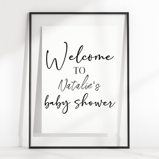 Black Modern Simple Script Shower Sign ポスター