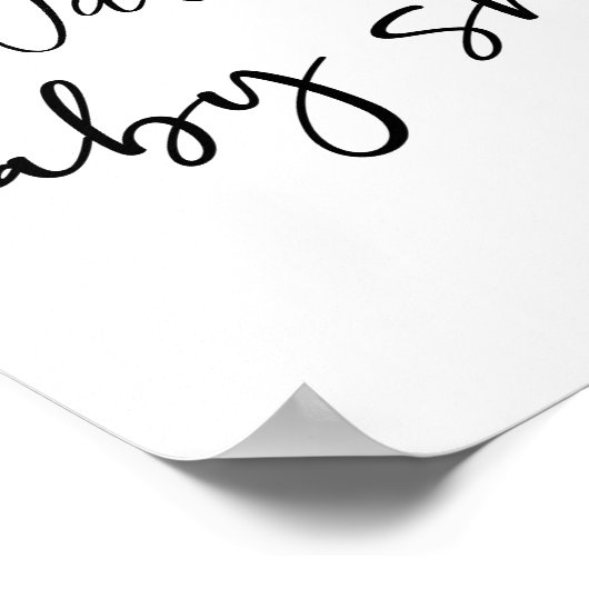 Black Modern Simple Script Shower Sign ポスター (角)