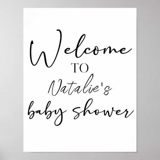Black Modern Simple Script Shower Sign ポスター (正面)