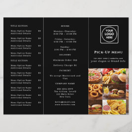 Black Modern Takeout Menu | Custom Restaurant