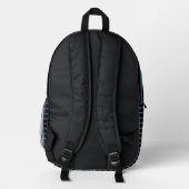 Black & Modern Teal Blue Line Art Backpack  プリントバックパック (裏面)