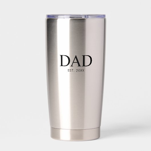 Black Modern Typography Dad Established 保温保冷タンブラー (正面)