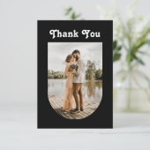 Black Modern Wedding | Minimalist Clean Arch Photo サンキューカード (スタンド正面)