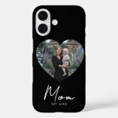 Black Mom Established Script Heart Photo Case-Mate iPhoneケース (裏面)