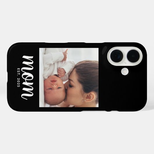 Black Mom Established Script Photo Case-Mate iPhoneケース (裏面 (横))