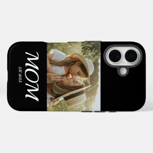 Black Mom Established Script Photo  Case-Mate iPhoneケース (裏面 (横))