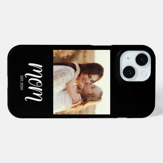 Black Mom Established Script Photo Case-Mate iPhoneケース (裏面 (横))