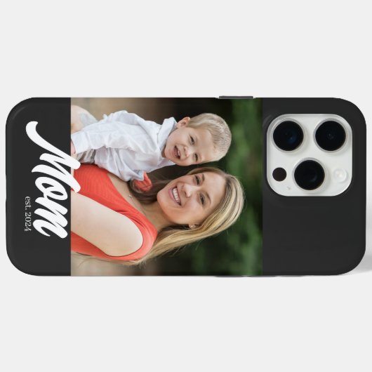 Black Mom Established Script Photo Case-Mate iPhoneケース (裏面 (横))