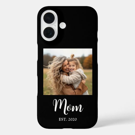 Black Mom Established Script Text and Photo Case-Mate iPhoneケース (裏面)