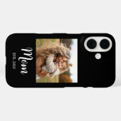 Black Mom Established Script Text and Photo Case-Mate iPhoneケース (裏面 (横))