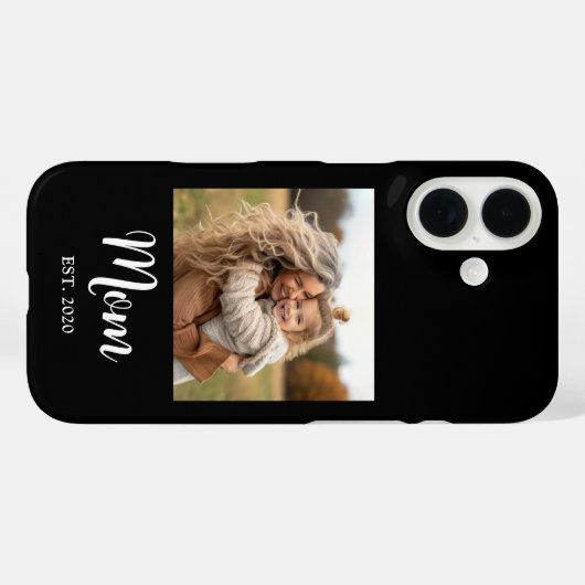 Black Mom Established Script Text and Photo Case-Mate iPhoneケース (裏面 (横))