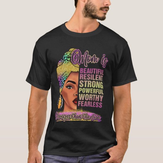 Black Mom Queen Melanin Afro African Mama Mothers  Tシャツ (正面)