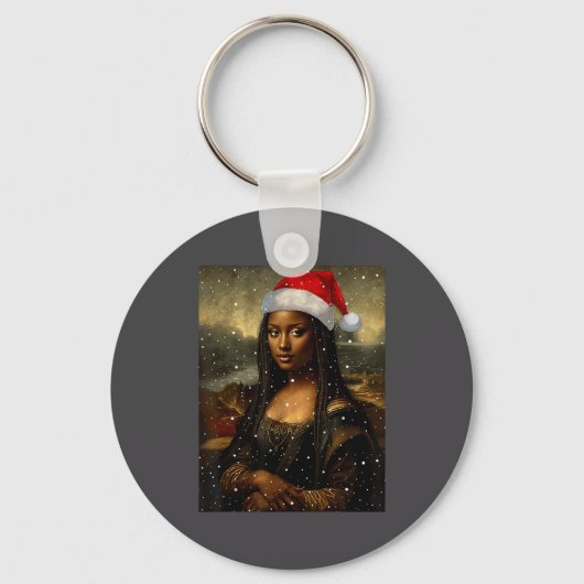 Black Mona Lisa African American Christmas Santa H キーホルダー (正面)