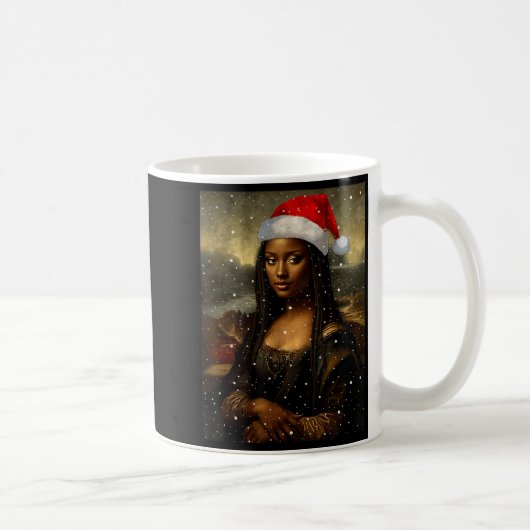 Black Mona Lisa African American Christmas Santa H コーヒーマグカップ (右)